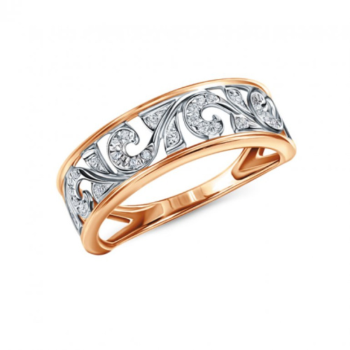 Золотое кольцо с бриллиантами природными