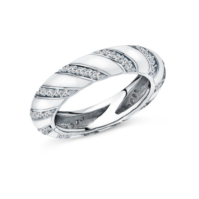 Серебряное кольцо с эмалью и фианитами