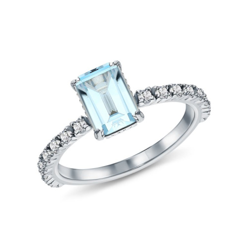 Серебряное кольцо с фианитами и топазами природными