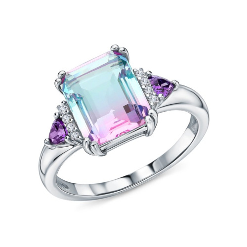 Серебряное кольцо с фианитами и алпанитами дублетами