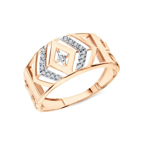 Золотое кольцо с фианитами