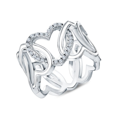 Серебряное кольцо с эмалью и фианитами