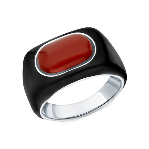 Серебряное кольцо с эмалью и сердоликом