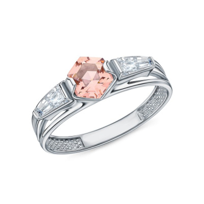 Серебряное кольцо с фианитами и ситаллами