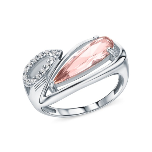 Серебряное кольцо с фианитами и ситаллами