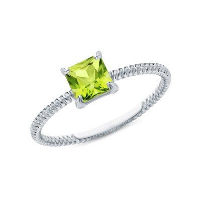 Серебряное кольцо с хризолитами природными