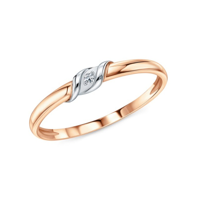 Золотое кольцо с бриллиантами природными