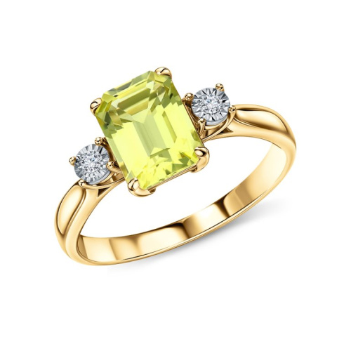 Золотое кольцо с бриллиантами природными и кварцами природными