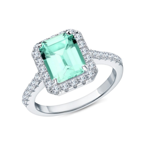 Серебряное кольцо с фианитами и алпанитом