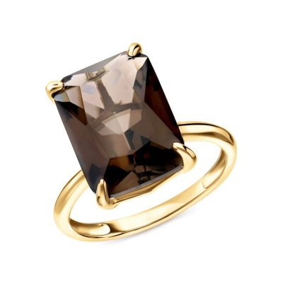 Золотое кольцо с кварцами дымчатыми природными