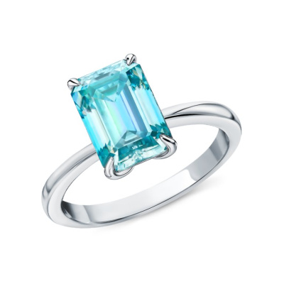 Серебряное кольцо с муассанитом параиба