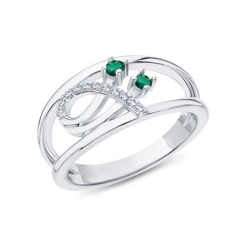 Серебряное кольцо с фианитами и агатами природными