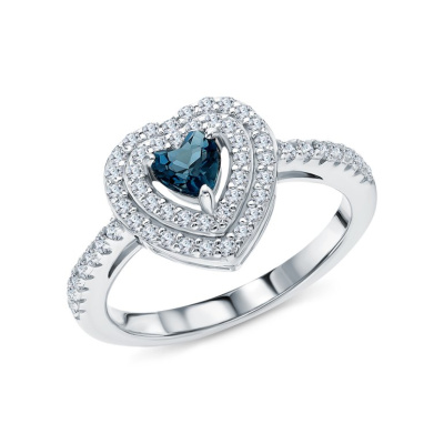 Серебряное кольцо с фианитами и топазами природными