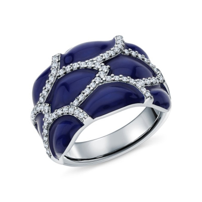 Серебряное кольцо с эмалью и фианитами