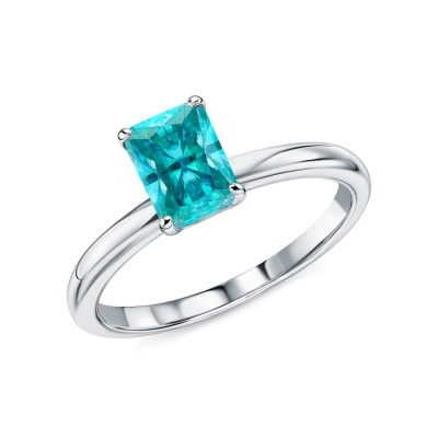 Серебряное кольцо с муассанитом параиба