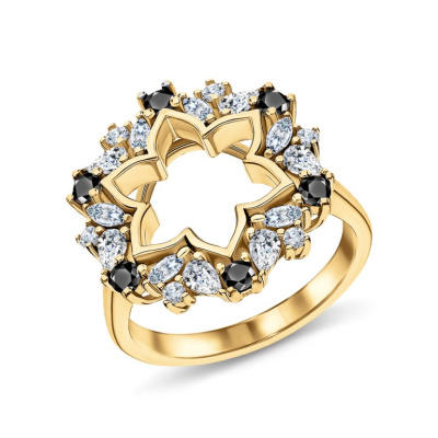 Серебряное кольцо с фианитами и шпинелями природными