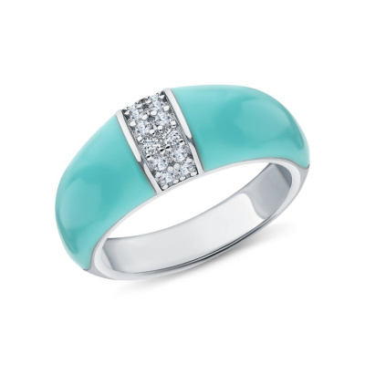 Серебряное кольцо с эмалью и фианитами