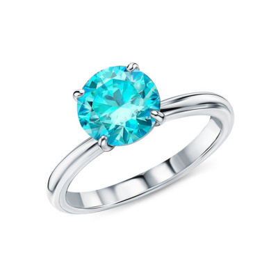 Серебряное кольцо с муассанитом параиба