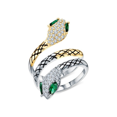 Серебряное кольцо с эмалью и фианитами