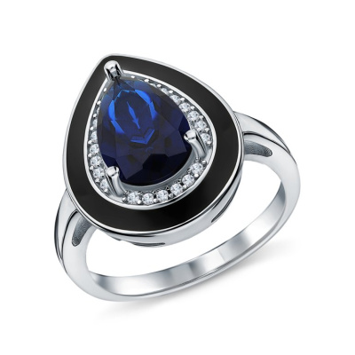 Серебряное кольцо с эмалью и фианитами