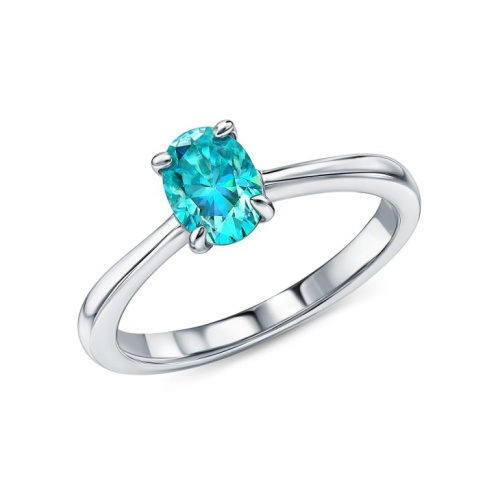 Серебряное кольцо с муассанитом параиба