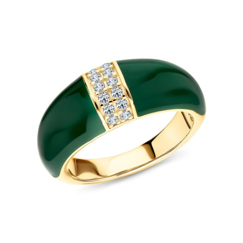 Серебряное кольцо с эмалью и фианитами