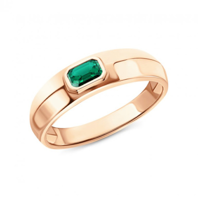 Золотое кольцо с изумрудами выращенными