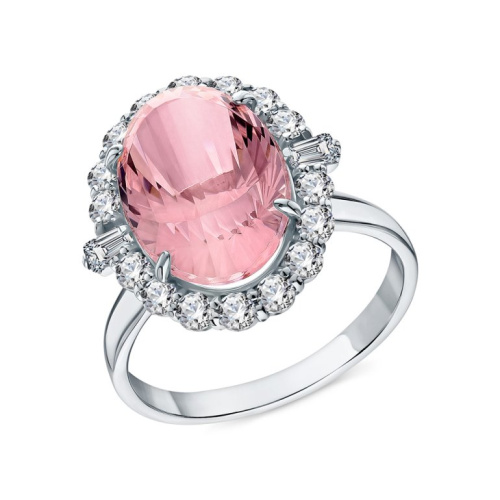 Серебряное кольцо с фианитами и ситаллом