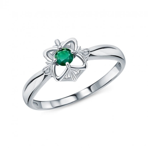 Серебряное кольцо с изумрудами природными