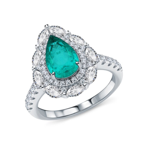 Серебряное кольцо с фианитами и кварцами дублетами