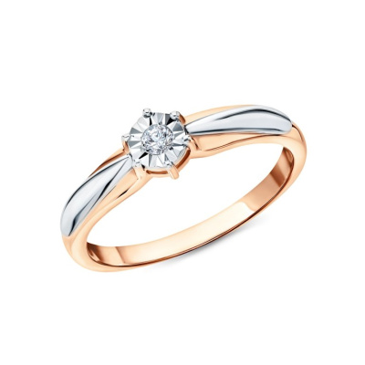 Золотое кольцо с бриллиантами природными