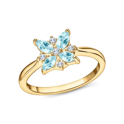 Серебряное кольцо с фианитами и топазами природными