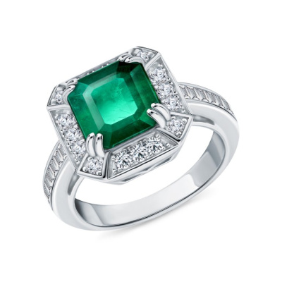 Серебряное кольцо с фианитами и кварцем дублетом