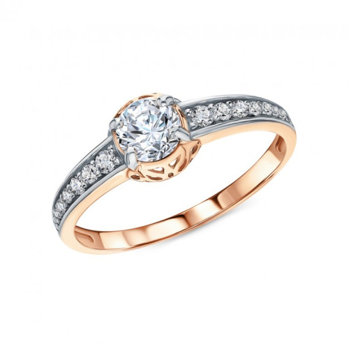 Золотое кольцо с фианитами