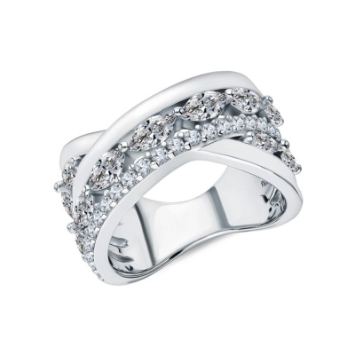 Серебряное кольцо с эмалью и фианитами