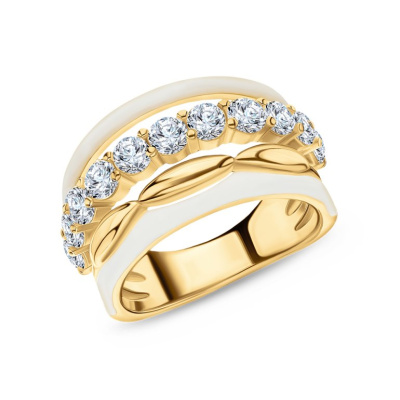 Серебряное кольцо с эмалью и фианитами