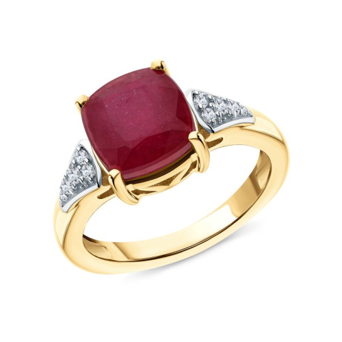 Серебряное кольцо с фианитами и рубином природным