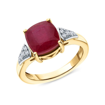 Серебряное кольцо с фианитами и рубином природным