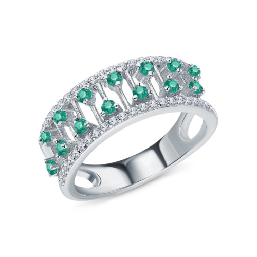 Серебряное кольцо с фианитами и агатами природными