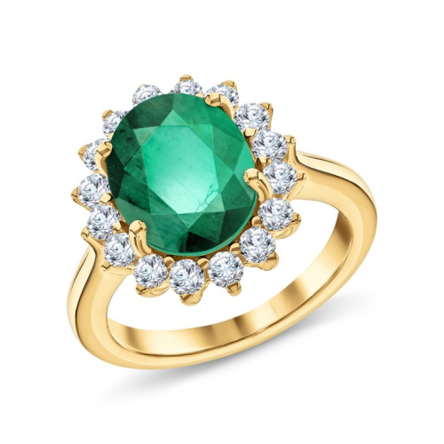 Серебряное кольцо с фианитами и кварцами природными