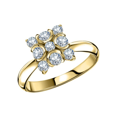 Золотое кольцо с бриллиантами природными