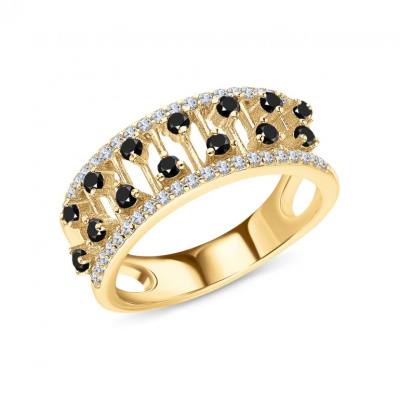 Серебряное кольцо с фианитами и шпинелями природными