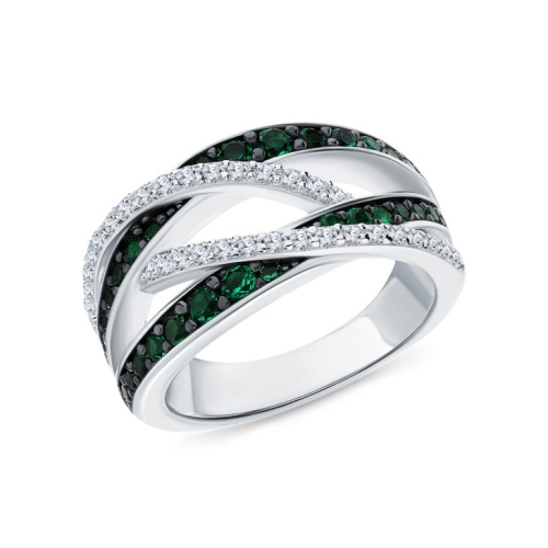 Серебряное кольцо с фианитами и алпанитом