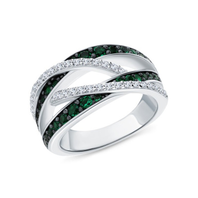 Серебряное кольцо с фианитами и алпанитом