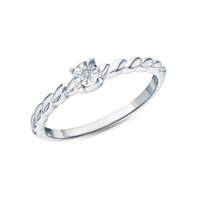 Серебряное кольцо с бриллиантами природными