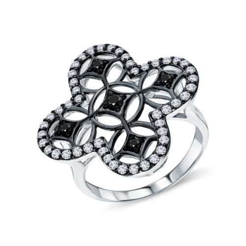 Серебряное кольцо с фианитами и шпинелями природными