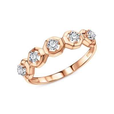 Золотое кольцо с фианитами