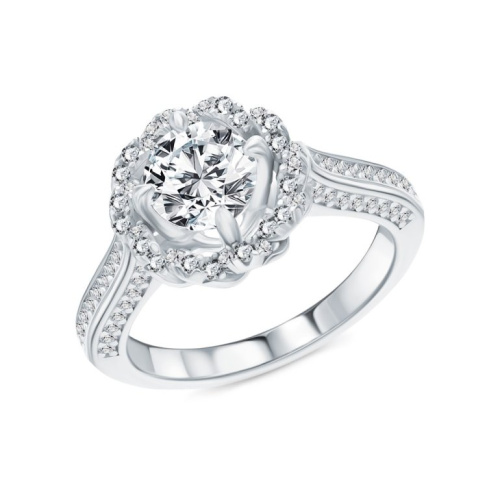 Серебряное кольцо с фианитами и топазами природными