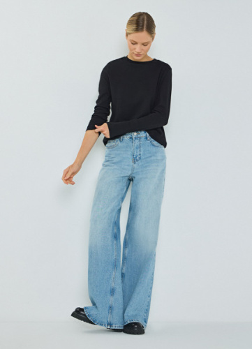 Лонгслив из плотного интерлока, Черный