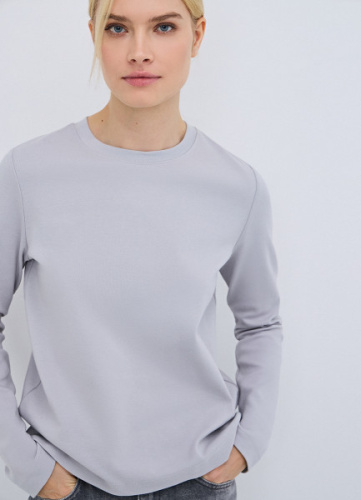 Лонгслив из плотного интерлока, Серый